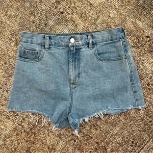 OAK + FORT Light Blue High Waisted Cutoff 100% Cotton Denim Jean Shorts 27